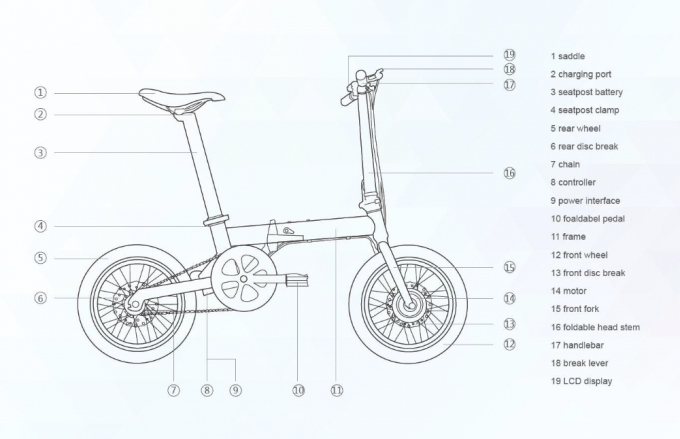 200 - 250w Foldable 전기 자전거, 16 인치 무브러시 전기 자전거 조밀한 구조